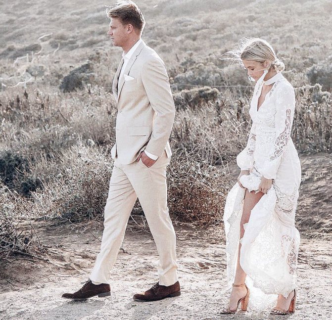 Кружевное бохо платье белого цвета